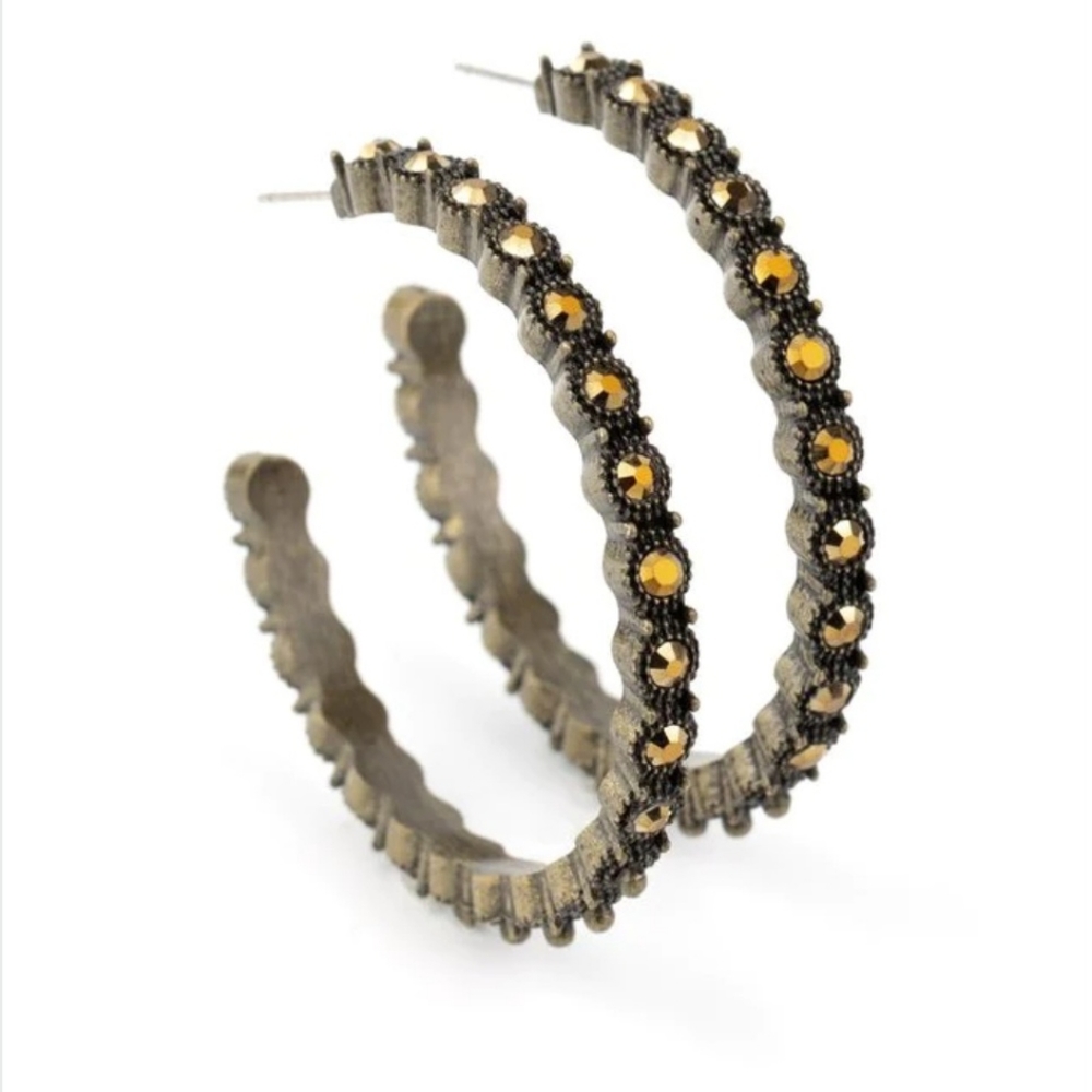 Paparazzi Brass & Rhinestone Hoops